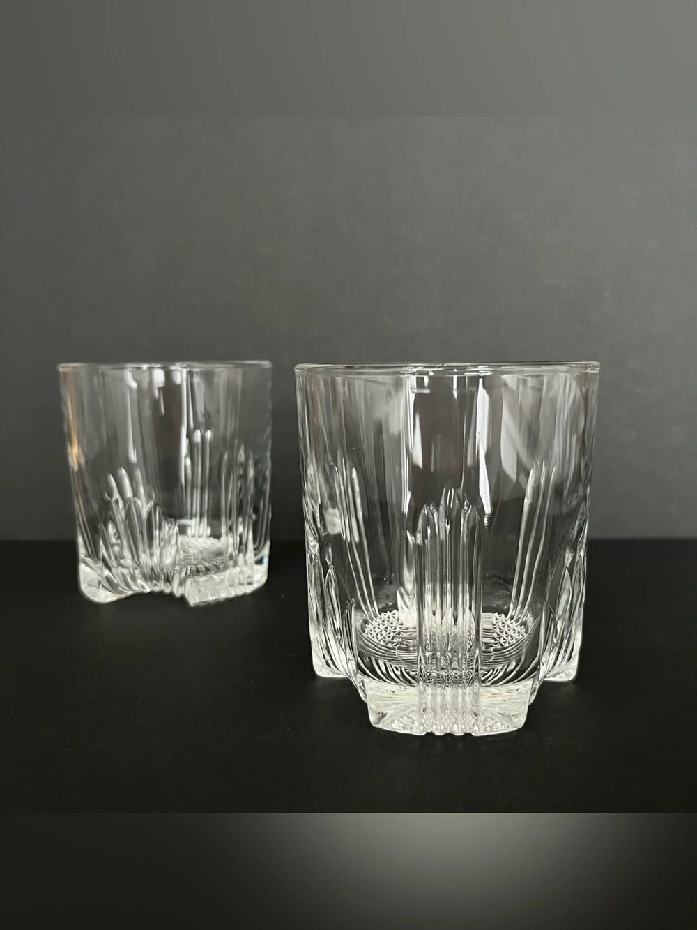 Vintage Bormioli Rocco Selecta Whiskey Double Old Fashioned Glasses Art Deco 2Pc